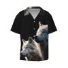 ReLuB Funky Hawaiian Shirt for Men, Wolf Graphics Button Down Beach Shirts Design Pattern Vacation Shirts (L), Large view 1