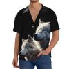 ReLuB Funky Hawaiian Shirt for Men, Wolf Graphics Button Down Beach Shirts Design Pattern Vacation Shirts (L), Large view 2