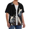 ReLuB Funky Hawaiian Shirt for Men, Wolf Graphics Button Down Beach Shirts Design Pattern Vacation Shirts (L), Large view 3