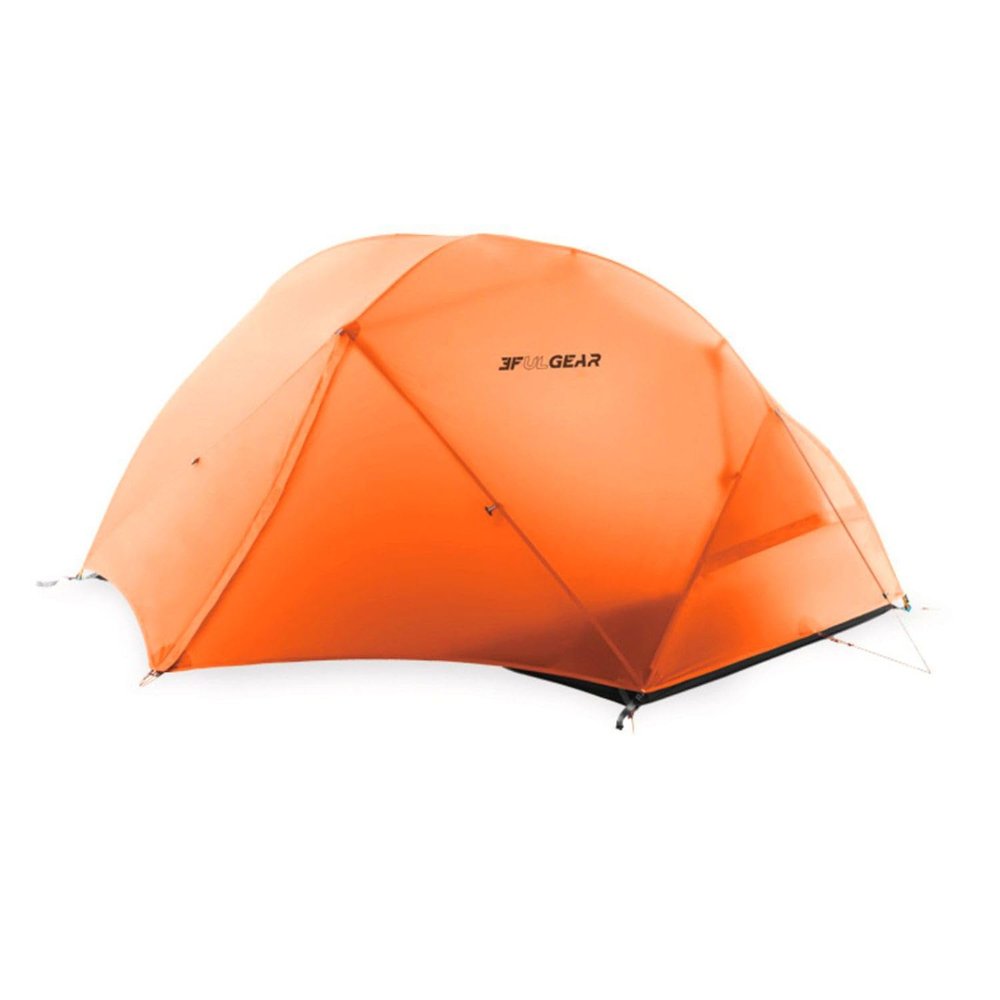 3F UL Gear Waterproof 1/2Person Camping Tent, Windproof Outdoor 3/4Seasons Tent, Portable Camping & Hiking Tent Shelter for Backpacking (Orange - 15D Nylon, 2 Person - 3 Seasons)