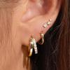 Small Gold Hoop Earrings for Women Dainty Gold Earrings| 14K Gold Plated Hypoallergenic Stud earrings Set| Cartilage Earrings for Multiple Piercing for Women (01-Gold-Moon) view 4