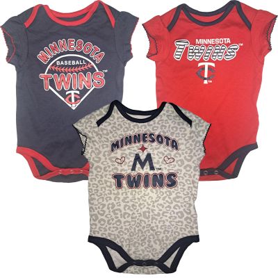VF Minnesota Twins Infant Toddler Girl's 3-Piece Creeper Set - Soft 100% Cotton - Cute Team Spirit Outfits- 3 Designs (18 Months), Blue