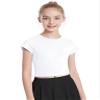 Auranso Girls Crop Tops Summer Short Sleeve Round Neck T Shirts Basic Tee for Kids White 11-12 Years view 1