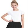 Auranso Girls Crop Tops Summer Short Sleeve Round Neck T Shirts Basic Tee for Kids White 11-12 Years view 2