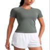 CRZ YOGA Seamless T-Shirt Waist Length Grey Sage Medium view 1
