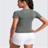 CRZ YOGA Seamless T-Shirt Waist Length Grey Sage Medium view 2