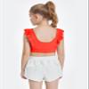 Girls Training Bra Cute Ruffle Sports Bra for Kids Comfort Dance Yoga Crop Top Fluorescent Orange view 2