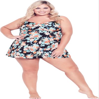 Avenue Women's Plus Size Twist Print Swim Dress, 26