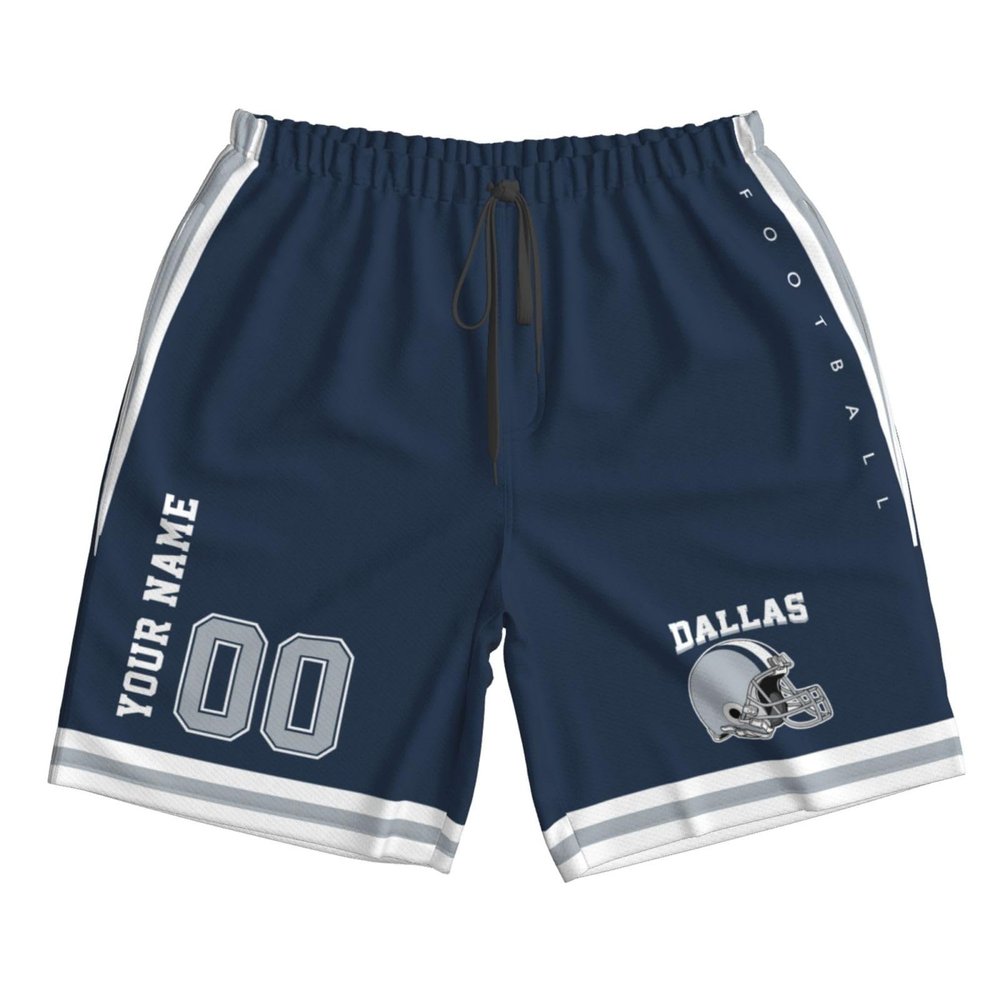 Custom Dallas Shorts for Men, Personalized Men's Beach Shorts with Name Number, Customized Quick Dry Football Shorts Gifts for Men Youths Women Fans
