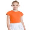 Auranso Girls Crop Tops Summer Short Sleeve Round Neck T Shirts Basic Tee for Kids Orange 9-10 Years