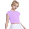 Auranso Girls Crop Tops Summer Short Sleeve Round Neck T Shirts Basic Tee for Kids Purple 11-12 Years view 2