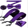 Barry.Wang Suspenders and Bow Tie Set for Men Solid Paisley Bowtie Y Shape Brace Handkerchief Cufflinks 6 Strong Clips view 1