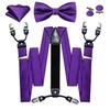 Barry.Wang Suspenders and Bow Tie Set for Men Solid Paisley Bowtie Y Shape Brace Handkerchief Cufflinks 6 Strong Clips view 2