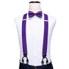 Barry.Wang Suspenders and Bow Tie Set for Men Solid Paisley Bowtie Y Shape Brace Handkerchief Cufflinks 6 Strong Clips view 3