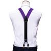 Barry.Wang Suspenders and Bow Tie Set for Men Solid Paisley Bowtie Y Shape Brace Handkerchief Cufflinks 6 Strong Clips view 4
