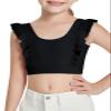 Girls Training Bra Cute Ruffle Sports Bra for Kids Comfort Dance Yoga Crop Top Black view 1
