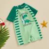 Hnyenmcko Infant Baby Boy Girls Rash Guard Swimsuit Short Sleeve Zipper Bathing Suit Toddler One Piece Swimwear Sunsuit (Dinosaur-Green AA, 18-24 Months) view 3