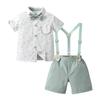 Boarnseorl Baby Boys Gentleman Outfits Shorts Sets,Infant Shirt + Shorts + Bow Tie + Suspenders,12-18M view 1
