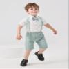Boarnseorl Baby Boys Gentleman Outfits Shorts Sets,Infant Shirt + Shorts + Bow Tie + Suspenders,12-18M view 2