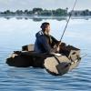 Inflatable Boat, Outdoor Fishing Boat, One Person Portable Boat Raft, Inflatable Fishing Boat Touring Kayak for Adults, Inflatable Sport Tender Fishing Dinghy Boat w/Air Pump (Khaki) view 2