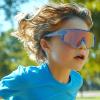 RIVBOS Youth Baseball Sunglasses for Kids(Boys&Girls) Polarized UV Protection Cycling Glasses BlackBlue MagentaDot Frame-Rainbow Lens RYS007 view 2