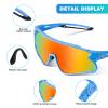 RIVBOS Youth Baseball Sunglasses for Kids(Boys&Girls) Polarized UV Protection Cycling Glasses BlackBlue MagentaDot Frame-Rainbow Lens RYS007 view 4
