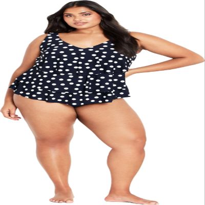 Avenue Women's Plus Size Top - V-Neck Tiered Print Tankini, 16