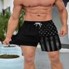 MSCPZH American Flag Mens Swim Trunks 4th of July Swimming Trunks with Compression Liner US Flag Board Shorts 7 inch view 3