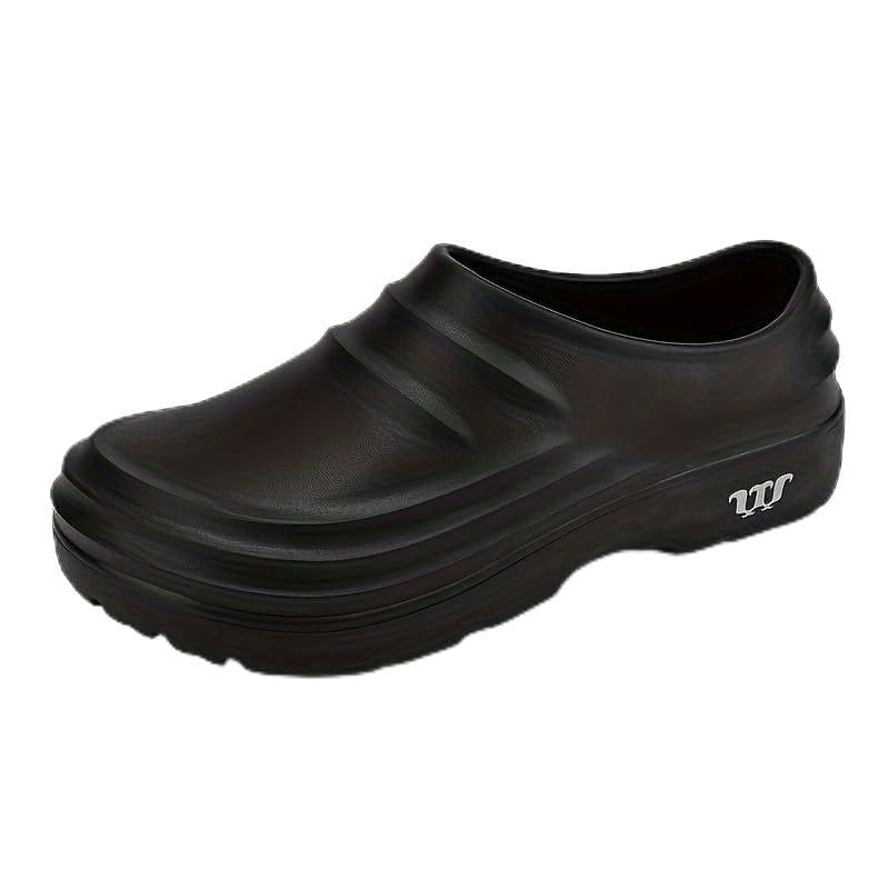 Hhhchpm Men's Chef Food Service Restaurant Shoes, Slip and Oil Resistant for Kitchen, Work (Black, 5)