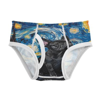 ALAZA French Bulldog Starry Sky Oil Painting Boys' Briefs Soft Underwear Available in Sizes 4t Multicolor