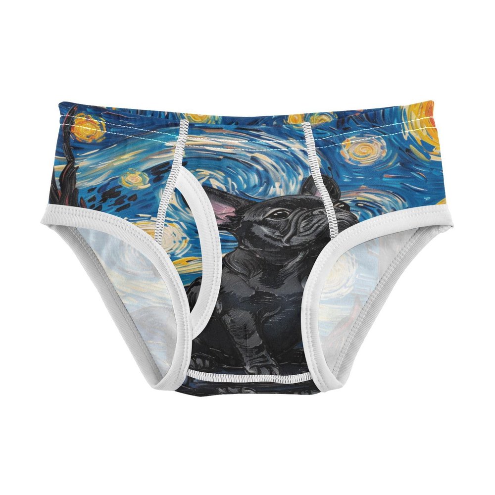ALAZA French Bulldog Starry Sky Oil Painting Boys' Briefs Soft Underwear Available in Sizes 4t Multicolor