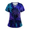 Scrub Tops Women Print Short Sleeve Working T-Shirts Criss Cross V Neck T Shirts Nurse Uniforms Scrub Top Royal Blue Scrubs Spring Blouses for Women 2024 Shirt Plus Size Scrubs2-Dark Blue,Large view 1