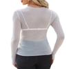 WIHOLL White Long Sleeve Shirts for Women Mesh Sheer Basic See Through Crew Neck Y2K Loose Slim Fit for Wedding Blouses L view 4