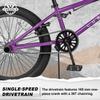 cubsala Freestyle BMX Bike, 20 Inch Kids Bicycle for 7-13 Years Old Kids and Beginner Level Rider, Purple view 3