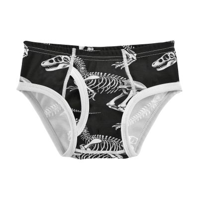 ALAZA Skeleton Of Dinosaur Black White Boys' Briefs Soft Underwear Available in Sizes 3t