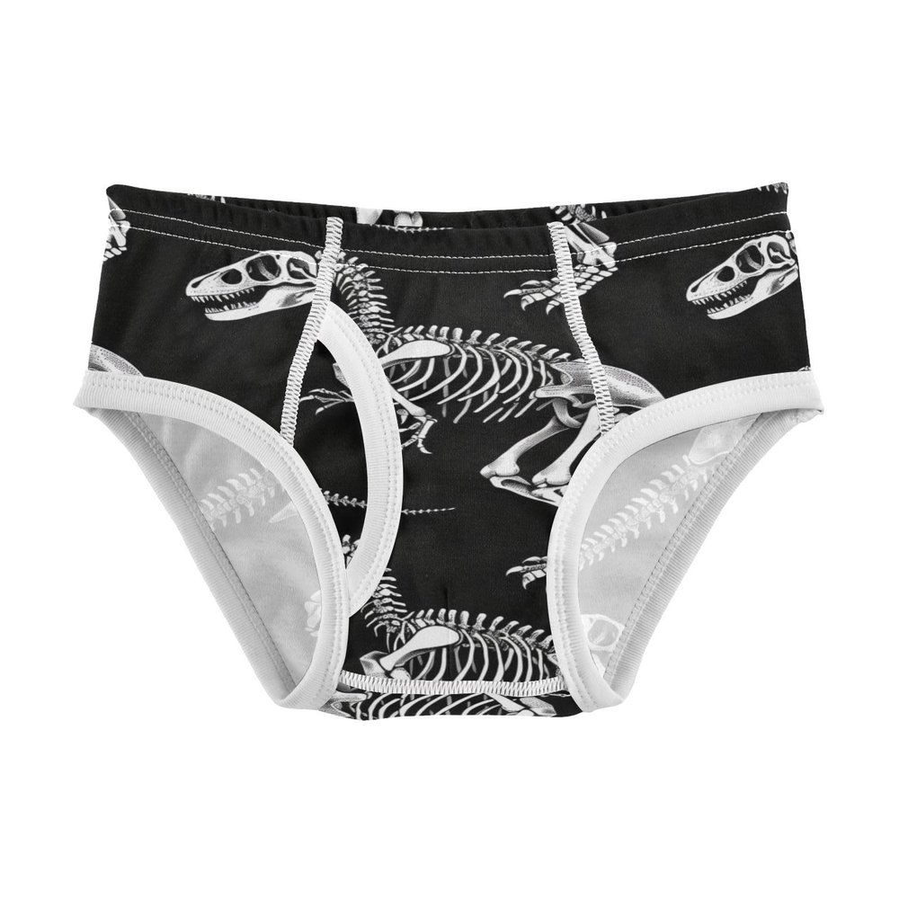 ALAZA Skeleton Of Dinosaur Black White Boys' Briefs Soft Underwear Available in Sizes 3t