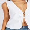 Adoeren Women Tie Front Vest Y2k Open Front Bow Tie Tank Crop Top Summer Cute Aesthetic Sleeveless Tops(B 66 White,L) view 3
