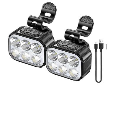 Bike Lights Luz Delantera Y Trasera para Bicicleta, Faro Recargable, Luces Intermitentes para Ciclismo Nocturno, Accesorios Superbrillantes para Bicicleta Bicycle Light (Color : 2 faros delanteros)