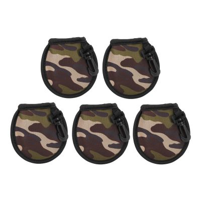 PATIKIL Golf Ball Washer Pouch, 5 Pack Portable Golf Balls Cleaner Pocket Bag with Hanging Clip for Women Men Golf Exercise, Army Green