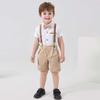 Boarnseorl Baby Boys Gentleman Outfits Shorts Sets,Infant Shirt + Shorts + Bow Tie + Suspenders,5-6Y view 2