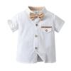 Boarnseorl Baby Boys Gentleman Outfits Shorts Sets,Infant Shirt + Shorts + Bow Tie + Suspenders,5-6Y view 3