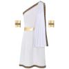 YOOJIA Mens Short Sleeve Ancient Greek Senator Robe Halloween Roman Toga Costume Caesar Party Fancy Dress One Shoulder White XX-Large view 3