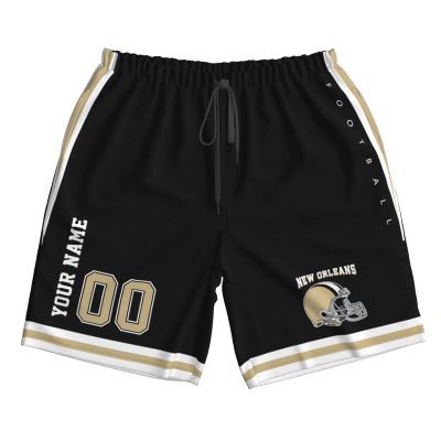 Custom New Orleans Shorts for Men, Personalized Men's Beach Shorts with Name Number, Customized Quick Dry Football Shorts Gifts for Men Youths Women Fans