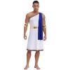 YOOJIA Mens Short Sleeve Ancient Greek Senator Robe Halloween Roman Toga Costume Caesar Party Fancy Dress One Shoulder Blue Medium view 1