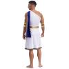 YOOJIA Mens Short Sleeve Ancient Greek Senator Robe Halloween Roman Toga Costume Caesar Party Fancy Dress One Shoulder Blue Medium view 2