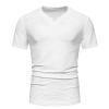 LUORUAN Men's V Neck Pleated T Shirts Casual Stylish Fitted Stretch Short Sleeve Tees Workout Gym Tops White view 1