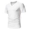 LUORUAN Men's V Neck Pleated T Shirts Casual Stylish Fitted Stretch Short Sleeve Tees Workout Gym Tops White view 2
