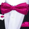 Barry.Wang Paisley Bow Ties for Men Classic Pre Tied Bowtie and Pocket Square Cufflinks Set Silk Hot Pink Bow Tie Gift view 3