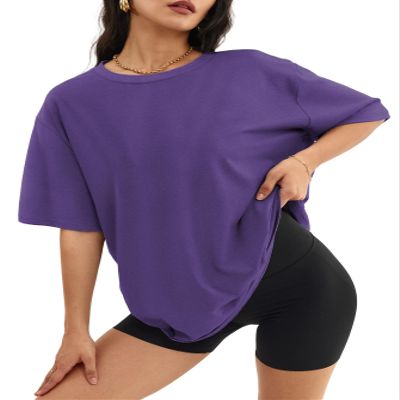 ATHMILE Plus Size Maternity Womens Oversized T Shirts Capsule Wardrobe Tops Gym Clothes Workout Tops Summer Spring Tops 2026 Darkpurple 3XL