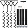 Trampoline Tie Down Anchor Kit, Corkscrew Shape Steel Trampoline Stakes Anchors High Wind Heavy Duty, Trampoline Tie Downs with T Hook for Trampolines, Spiral Ground Stakes (Set of 4) view 1